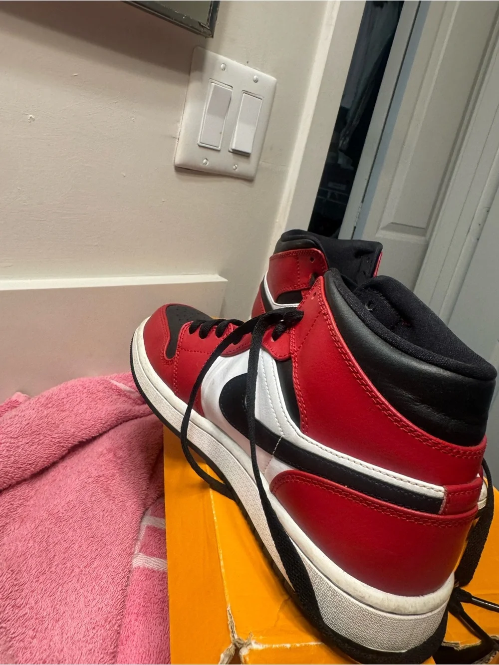 Nike Kids Red, Black and White High-Top Sneakers